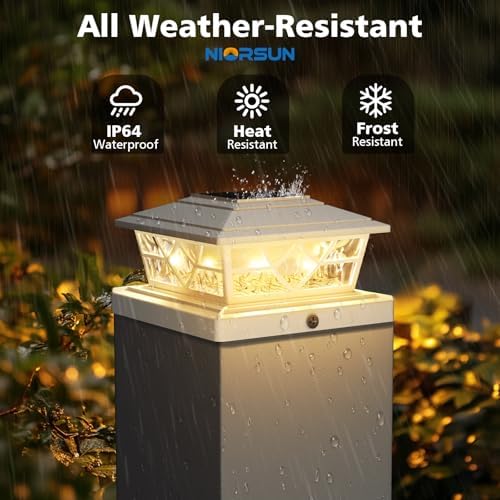 NIORSUN 4x4 Post Solar Lights,Solar Post Lights with 2 Modes, 12 Pack White - Image 4