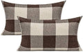 VAKADO 12x20 Inch Set of 2 Buffalo Plaids Decorative Throw Pillow Cases Farmhouse Retro Checkers Lumbar Rectangle Cushion Covers Home Decor for Sofa Couch, Brown/Coffee by VAKADO