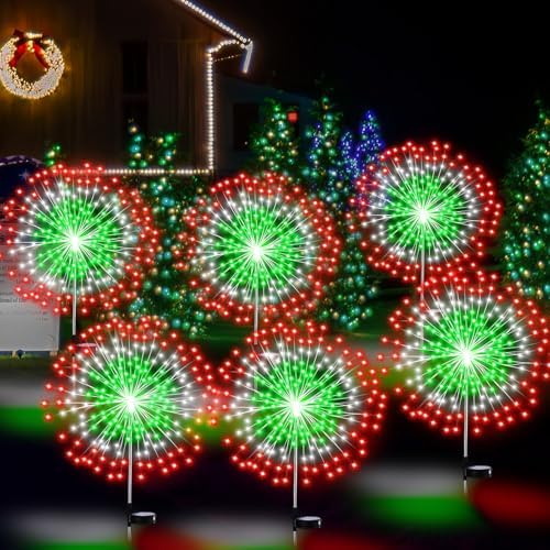 Tujoe Ujoe 4 Pack Christmas Outdoor Garden Decoration Solar Firework Lights - Image 5