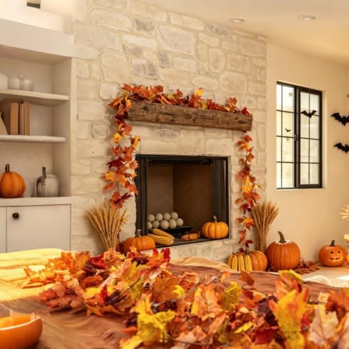 CQURE 14 Pack Fall Leaf Garland, Total 82.6Ft Artificial Fall Vines Autumn Garland Fall Maple Leaves Thanksgiving Decor for Home Wedding Fireplace Party - Image 5
