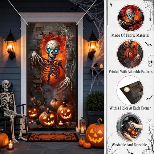 35.4" x 70.8" Halloween Door Cover, Haunted House Front Door Decor - Image 3