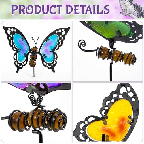 Butterfly Garden Stakes,Kit Made of Glass and Metal - Image 3