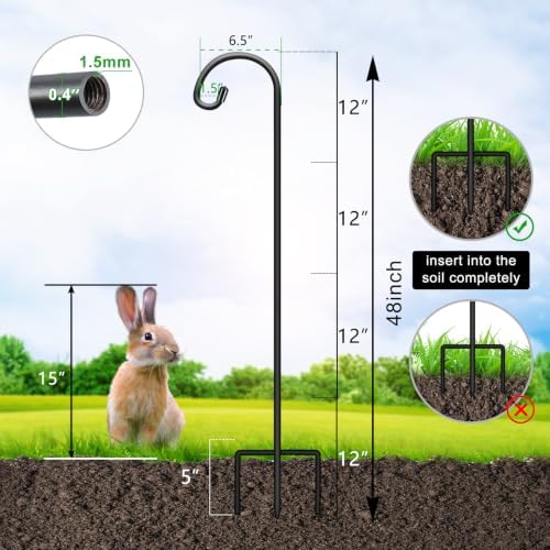 FEED GARDEN 48 Inch Small Shepherd Hooks for Outdoor, Garden Hook for Lanterns, Sheperd Hooks for Hanging Plants, Bird Feeders, Solar Lights, Mason Jars, Weddings Decor, 4 Pack - Image 2