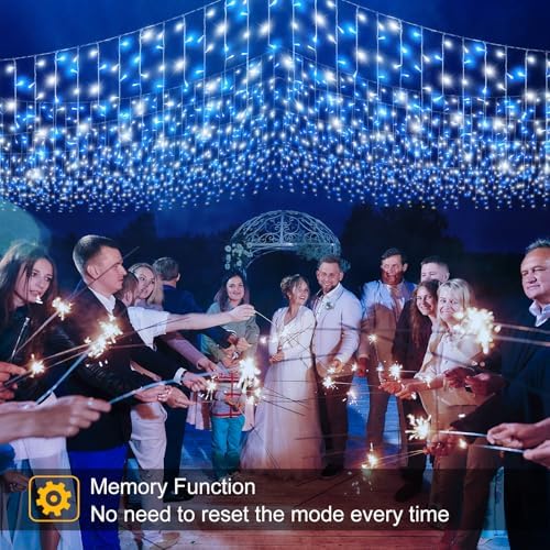 33ft Blue and White Christmas Lights Outdoor Icicle Lights for Outside 400L - Image 4