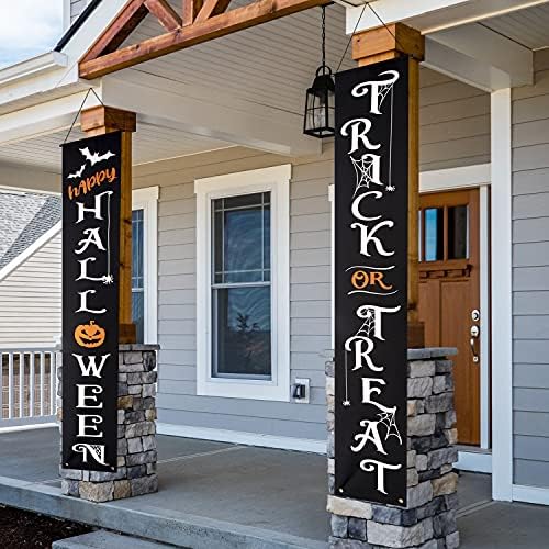 Halloween Decorative Hanging Banner - Trick or Treat Welcome Sign for Front Door, Porch, Yard & Indoor Home Wall Decor by KENPMA