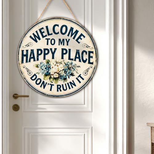 Welcome To My Happy Place Wooden Hanging Sign for House Front Door, Rustic Welcome Sign for Porch Garden Patio Farmhouse - Image 7