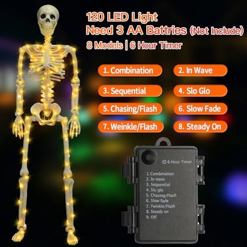 2 Pack Halloween Skeleton Decor 36 Inches (with White Light) - Image 6