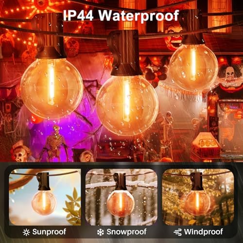 LAMPHOME LED Outdoor String Light, 26Feet Patio Lights with 12+1 Edison Shatterproof Bulbs(1Spare), UL Waterproof Outside Lights connectable Dimmable for Backyard Porch Decor,Orange - Image 2