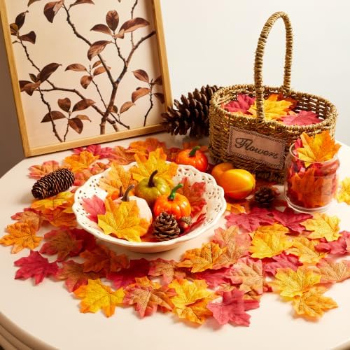 400Pc Artificial Fall Leave Silk Maple Leaf for Thanksgiving Decor - Image 4
