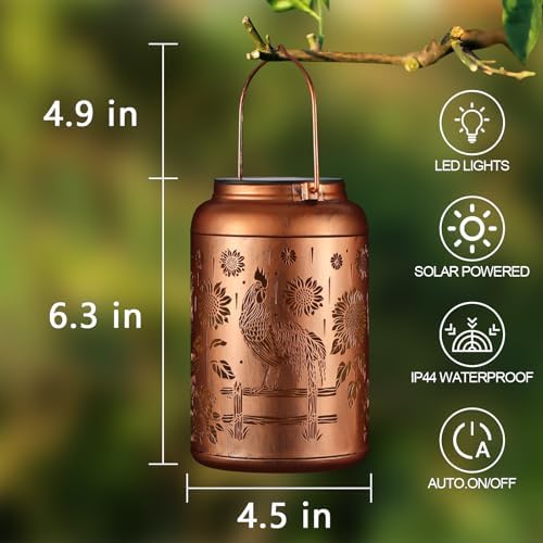 Rooster Solar Lanterns Outdoor Waterproof Garden Decor Gifts for Women - Image 4