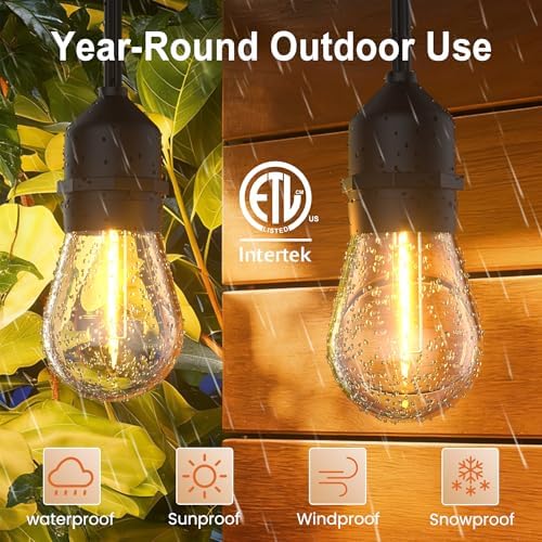 Outdoor String Lights 50FT 34 Bulbs(1.5 FT Apart) Remote lighting for Patio - Image 6