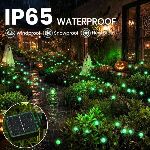 Solar Halloween Lights(4Pack 40LED), Green Outdoor Halloween Decor - Image 4