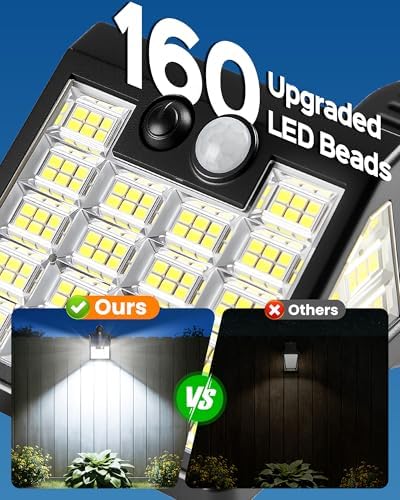 160LEDs Clip on Solar Lights Outdoor, Motion Sensor Outdoor Lights, Clip on Solar Fence Lights Outdoor, IP65 Waterproof Solar Lights for Deck Yard Garden Camping (1 Pack) - Image 5
