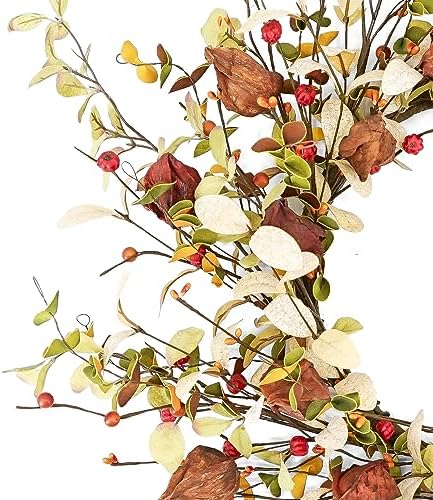 YNYLCHMX 20" Fall Wreath for Front Door, Eucalyptus and Berry Decor - Image 6