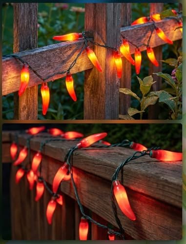 35 LED 13.6Ft Red Chili Pepper Christmas Lights, Camping String Lights - Image 4