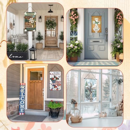 Tegeme 12 Pcs Christian Seasonal Garden Flags Set Fall Maple Leaf Door Banner Decor Religious Cross Door Hanger 12 x 20 Inch Thanksgiving Hanging Flag for Outside Party Outdoor Indoor - Image 5