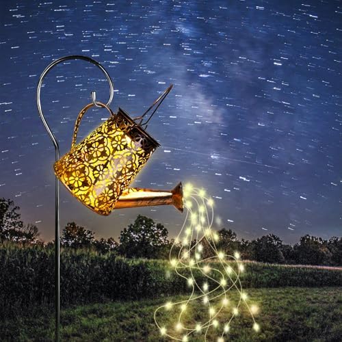 Solar Watering Can Lights with Cascading Lights,Solar Lantern Light Outdoor,Large Hanging Solar Powered Lantern Outdoor,Garden Porch Patio Yard Decor,Gardening Gifts for Women by AWENDIETOU