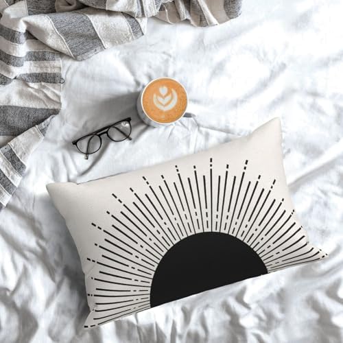 Summer Pillow Covers 12x20 Inch Set of 2 Black Sunshine Decorations Outdoor Throw Pillows Boho Summer Sunset Sun Pillowcase Linen Decor Farmhouse Lumbar Cushion Case for Couch Home Sofa - Image 4