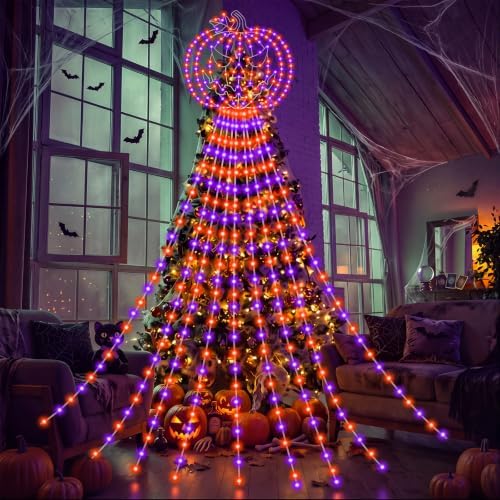 Huquary Halloween Pumpkin Waterfall String Lights, 12 ft - Image 2