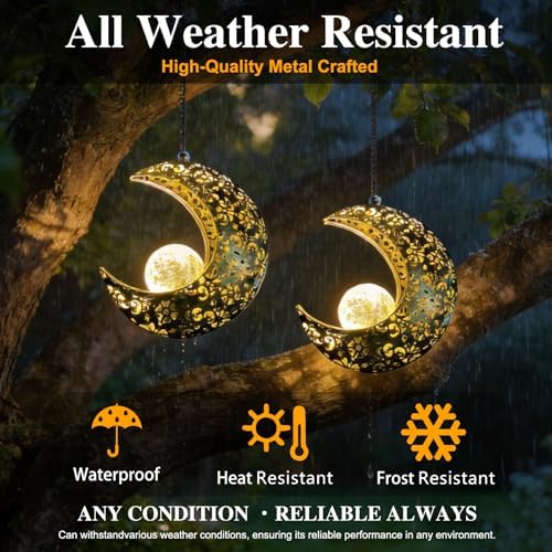 Solar Hanging Moon Lights,Outdooor Lanterns Waterproof Yard Decor Gifts - Image 4