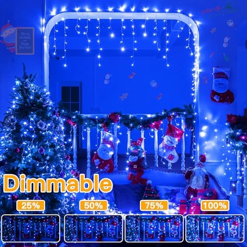 Ollny Icicle Lights for Outside 400LED 32FT, Blue Christmas Light with Remote 8Modes Timers Waterproof, Plug in Connectable Hanging Lights for Outdoor Indoor House Roof Holiday - Image 6