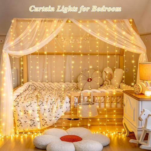 JMEXSUSS USB Plug in Curtain Lights 200 LED with 8 Modes, 6.5ftx6.5ft - Image 2
