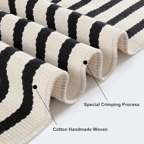 Fall Front Door Mat 24"x35", Cotton Washable Striped Outdoor Rug - Image 4