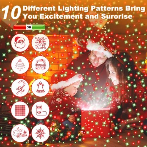 Christmas Projector Lights Outdoor, Waterproof Christmas Decorations Led Lights Projector with Remote Control Timer Indoor Firefly Light for Xmas Yard Garden Holiday Party Home Decor Landscape Patio - Image 3