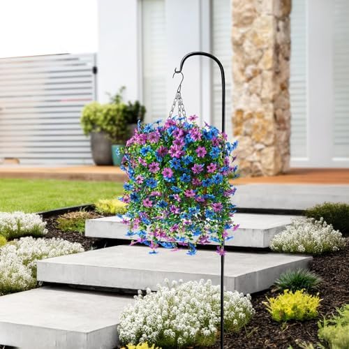Artificial Faux Hanging Flowers Plants Basket for Outdoor Spring Home Decor - Image 3