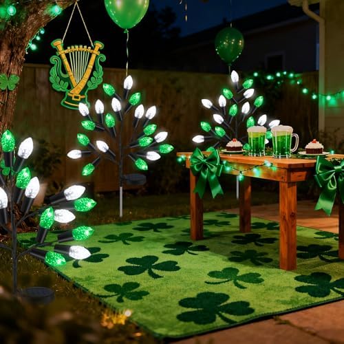 Glooglitter 4 Pcs ST Patricks Day Solar Pathway Lights Outdoor Decorations - Image 6