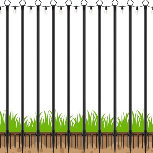 AHRLHR 10 Pack String Light Poles, Outdoor String Light Pole 10 ft Forked Metal Light Pole with Adjustable Outdoor Light Stand, Deck, Backyard, Garden, Wedding, Rustproof and Sturdy with Hooks. by Unknown