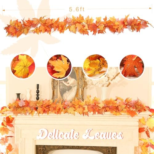 Joyhalo 6 Pack Fall Garland with Orange Leaves - Image 3