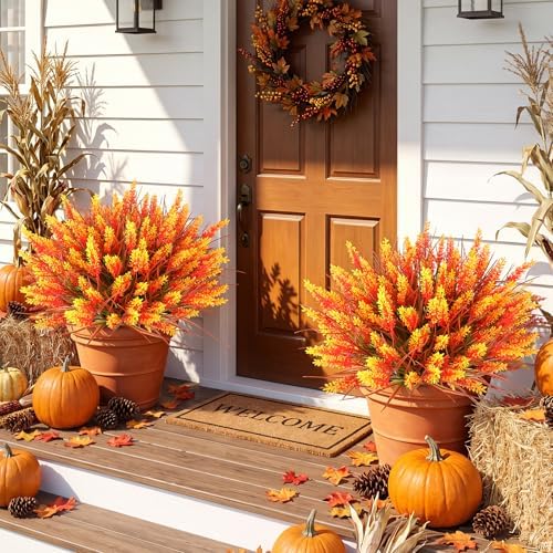 AmyHomie 16 PCS Artificial Fall Flowers for Outdoors,Fake Lavender Plants - Image 2