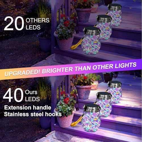 Solar Lantern, Hanging Solar Lights Outdoor Waterproof 2 Pack, Upgraded 60 LED Lanterns Decorative Outdoor, Garden Decor for Patio Path Backyard Christmas Halloween, Multicolor - Image 2