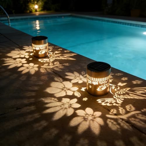 2 Pack Solar Fence Lights with Hummingbird Pattern for Outdoor Garden Decor - Image 5