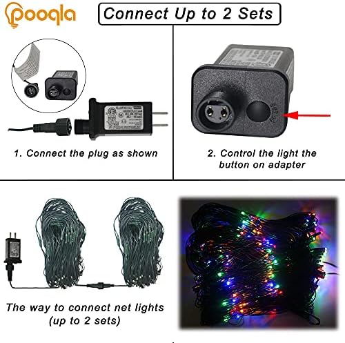 Pooqla Colorful Net Lights, 15x 5ft Christmas Lights Outdoor Green Wire - Image 5