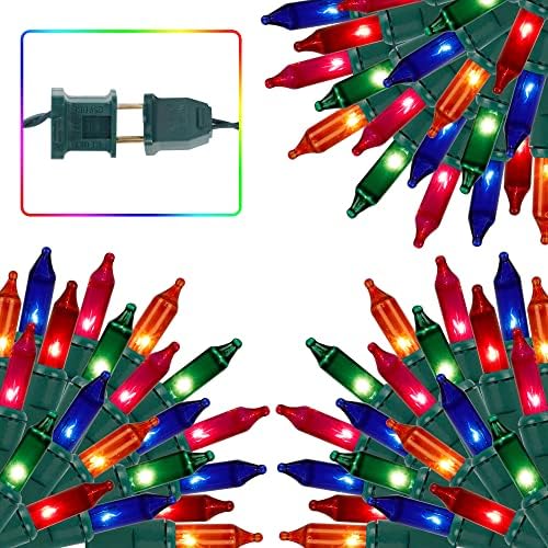 3 Sets Christmas Lights, 150 Count 33 FT Each Mini String Lights, Green Wire Fairy Lights, 120V UL Certified Connectable Xmas Tree Light for Holiday Winter Patio Party Outdoor Decoration, Multicolor by LJLNION