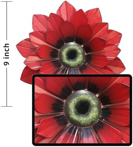 hogardeck Metal Flower Wall Decor - 3 Pcs Outdoor Wall Art Backyard Decorations Spring Decor Hanging for Kitchen, Living Room, Bathroom - Image 2