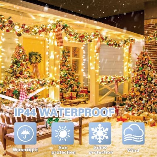 LAMPHOME 33ft Christmas Decorative Mini Lights, 100 LED Transparent Wire Fairy Starry String Lights Plug in, 16 Lighting Modes, for Indoor Outdoor Xmas Tree Wedding Party Decoration (Warm White) - Image 3