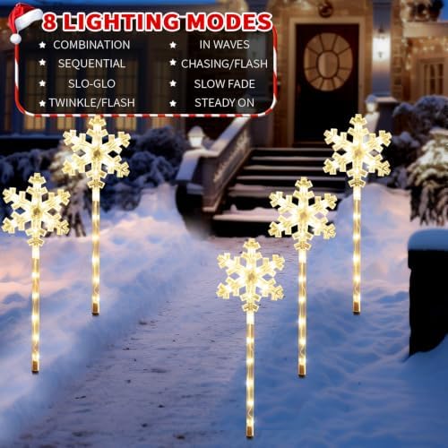 BRIGHTDECK Solar Christmas Snowflake Pathway Lights Outdoor Decor, 20 Pack - Image 5