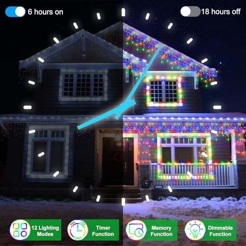 60FT 612 LED Outdoor Christmas Lights - 136 Ice Drops, 12 Pro Modes - Image 3