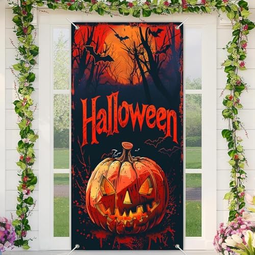 BlissYard Halloween Door Cover Jack Lantern Forest 35x71 Inch Polyester by BlissYard