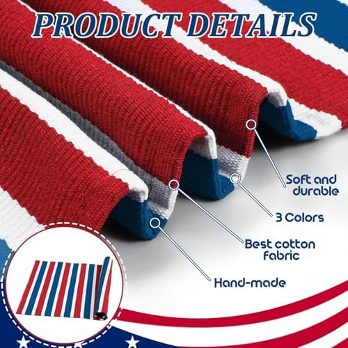 Honoson 2 Pcs 4th of July Doormat, Red White Blue Coir Non-Slip Entrance - Image 3