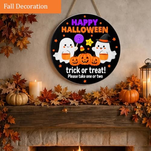 Halloween Decorations Wooden Sign for Home, Trick or Treat Ghost Sign - Image 6