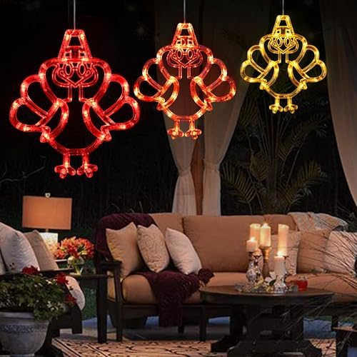 [Timer] 3 PCS Thanksgiving Turkey Fall Decorations Window Lights - Image 3