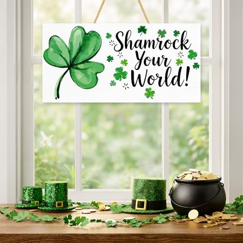 OHOME St Patricks Day Decorations - Hanging Wooden Sign for Wall Home Door Birthday | Shamrock Decorations Wood Wreaths Irish St Patty's Day Accessories Party Favors - St. Patrick's Day Decor - Image 5