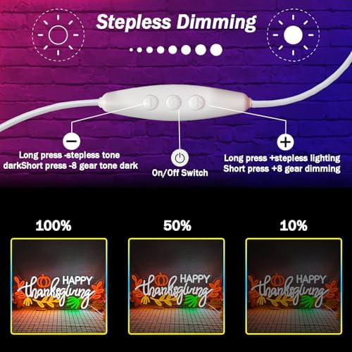 Large Happy Thanksgiving Neon Sign 22.04x9.05 Inch Fall Neon Sign with USB Powered Dimmable Thanksgiving Led Sign for Home Party Living Room Holiday Gift - Image 5