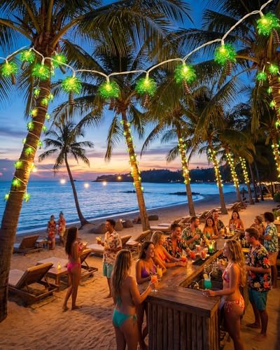 8.5Ft Palm Tree String Lights with 10 Palm Tree Light, Summer Beach Themed Decoration Light for Camp Tent Wedding Holiday Party Garden Bedroom(White) - Image 3