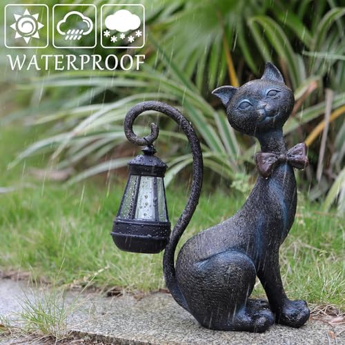 Cat Outdoor Statues with Solar Garden Light - Image 6