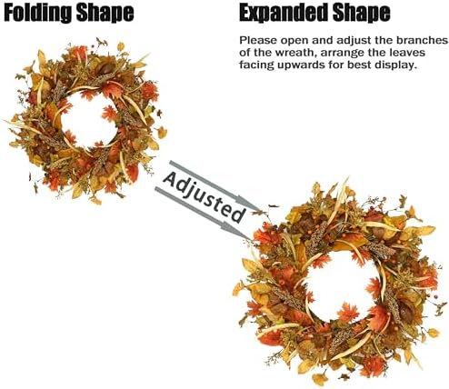 AMF0RESJ Fall Wreaths for Front Door Autumn Door Wreath for Home Decor - Image 3